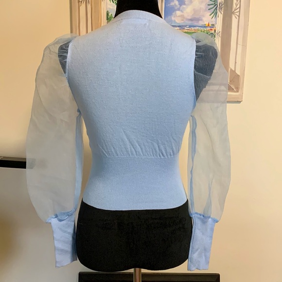 Blue Mesh sleeves Sweater - Picture 2 of 4